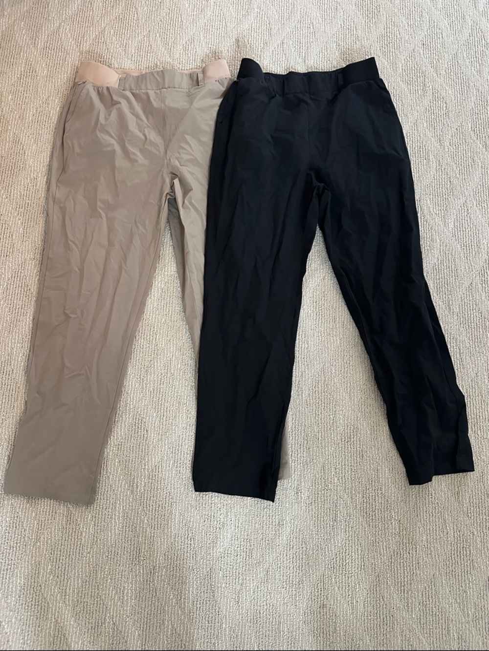 Lot of Two Casual Pull-On Pants in Black and Taupe
